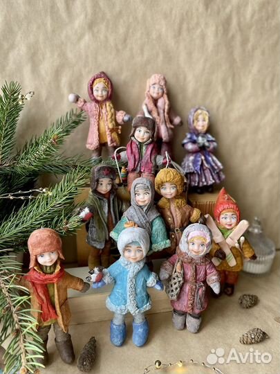 Ватные елочные игрушки ручной работы