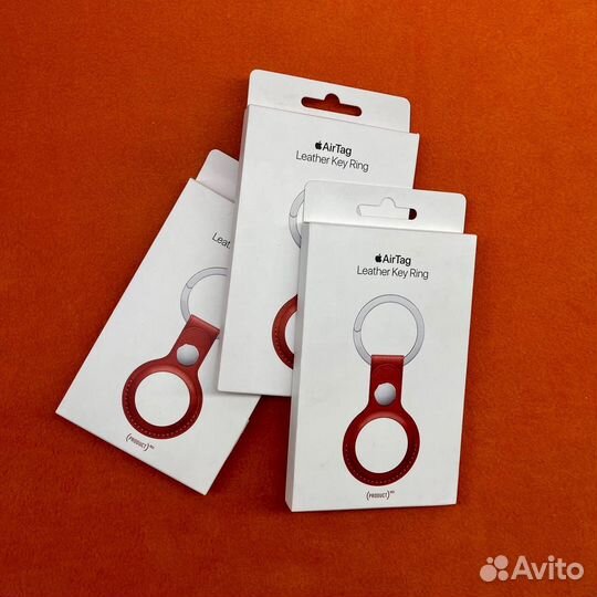 Apple Airtag Leather Key Ring Red (New)