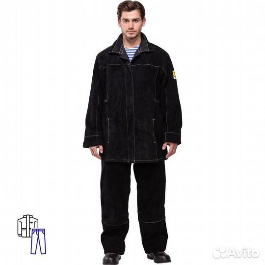 Костюм сварщика вс01 цельноспилковый черный