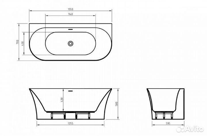 Ванна акриловая пристенная belbagno BB711 170