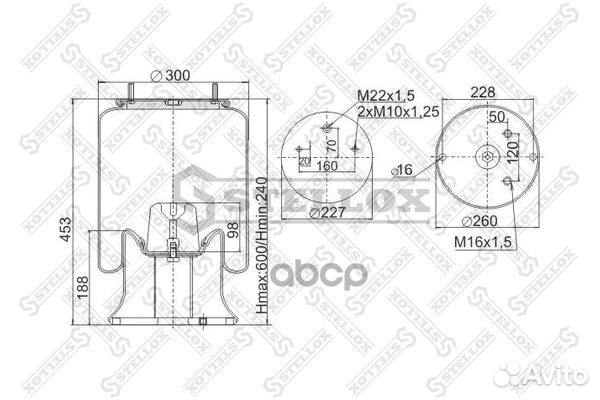 Пневмоп. со стак2шп.M10. смещ.20. 1отв.шт.M22