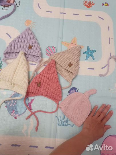 Вязаная шапочка эльф на осень новая до годика