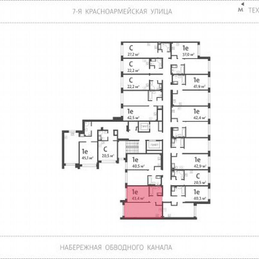 1-к. квартира, 43,4 м², 9/11 эт.