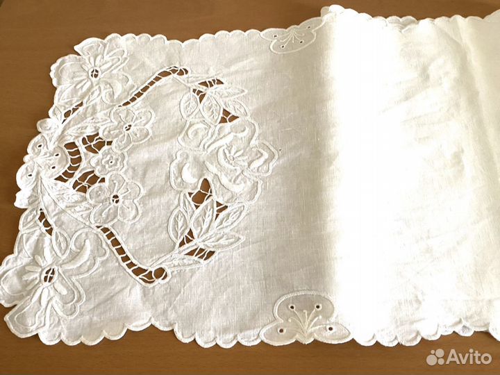 Винтажная дорожка вышивка ришелье СССР текстиль