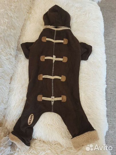 Дубленка искусственная с капюшоном для собачки