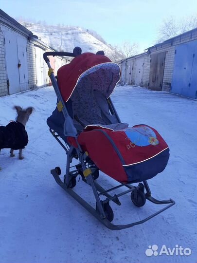Детские санки коляска с колесами