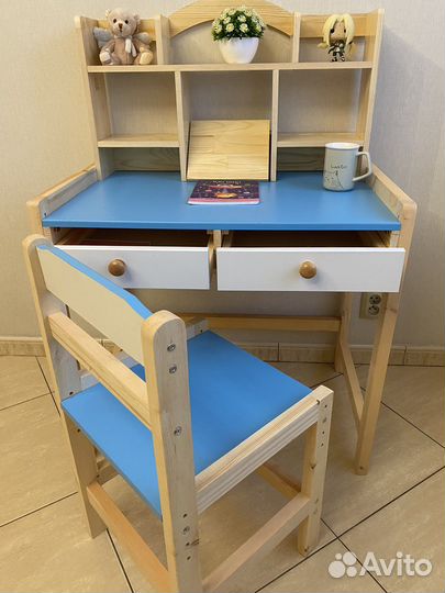 Стол-парта со стулом деревянная