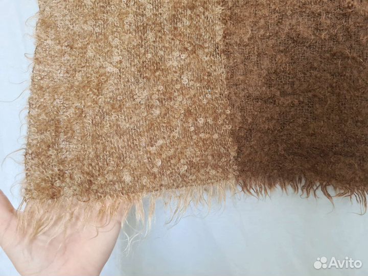 Винтажный мохеровый шарф палантин в клетку