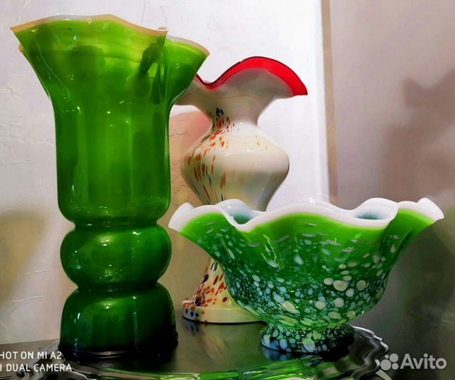 Вазы, бокалы цветное стекло