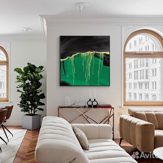 Картина маслом абстракция зелёная