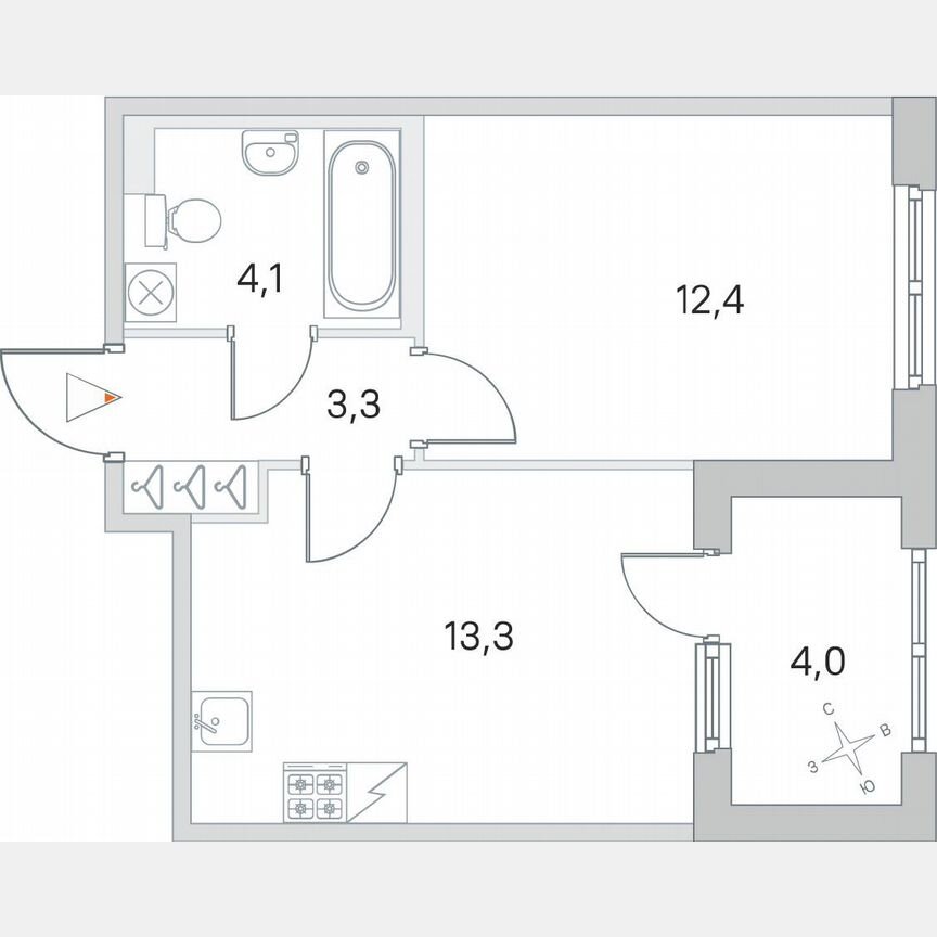 1-к. квартира, 35,2 м², 1/5 эт.