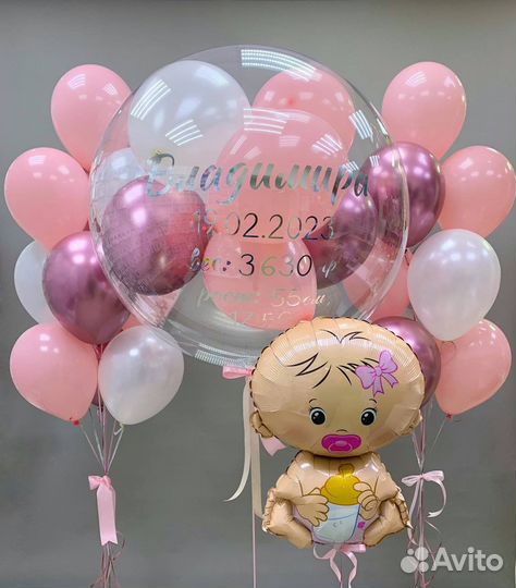 Гелиевые воздушные гарики на выписку и рождение
