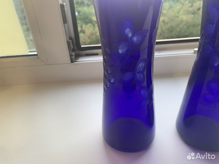 Ваза синее стекло СССР