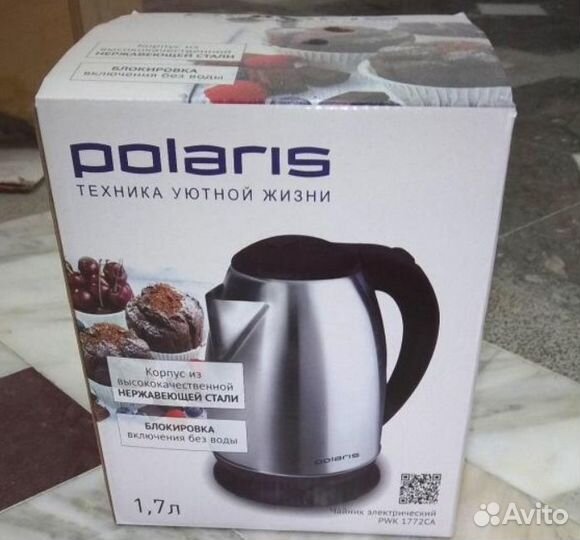 Электрочйник Polaris1.7л, новый нержавейка