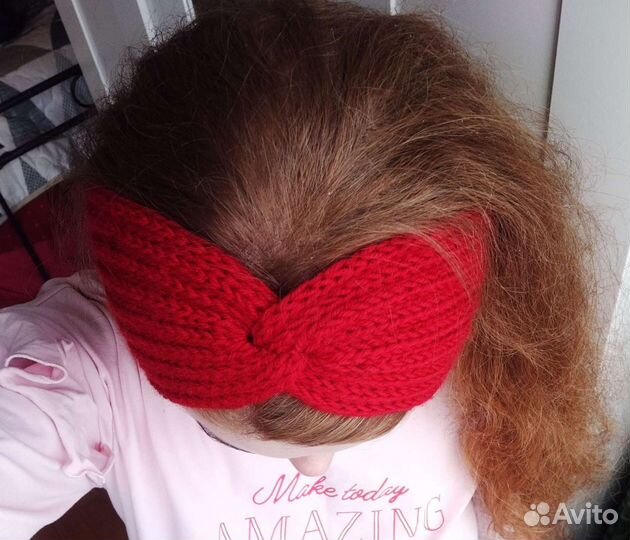 Вязаная повязка на голову, женская