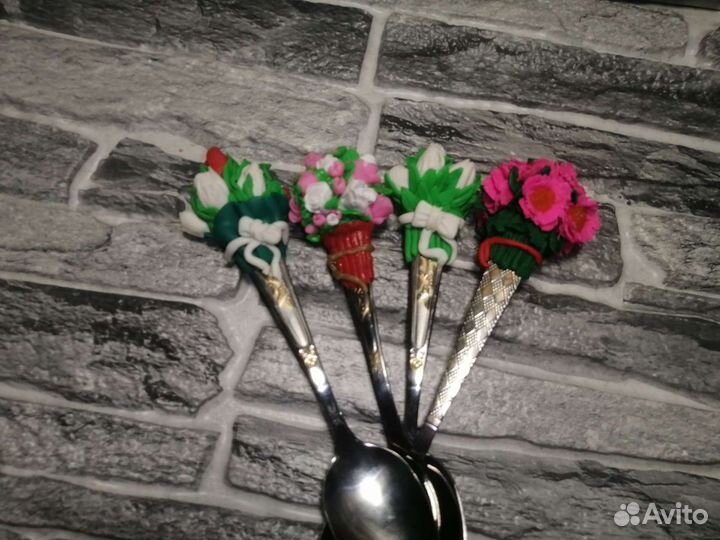 Ложечки с декором из полимерной глины