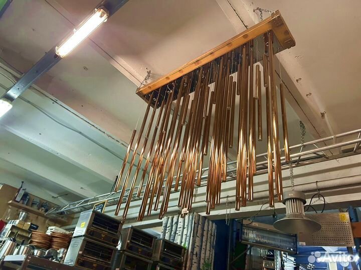 Люстра из сплава трубы цвет золото