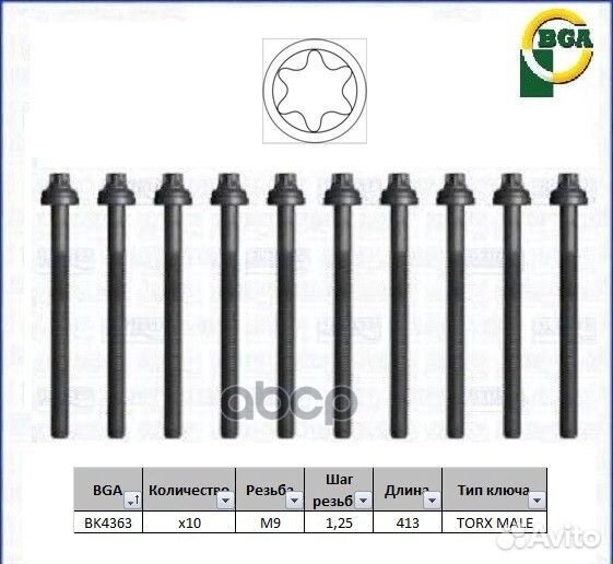 BK4363 к-кт болтов ГБЦ 10шт.\ Rover 216/416 1.6