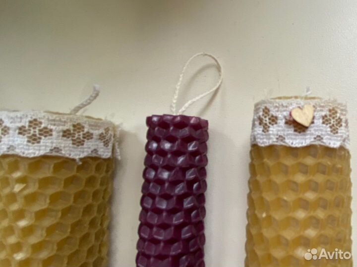 Свечи из пчелиного воска ручной работы 4 штуки