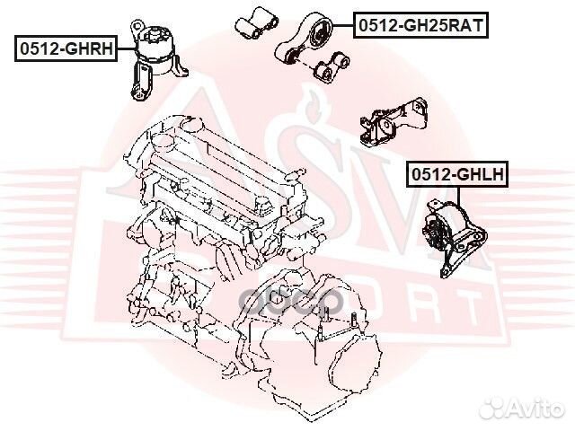 Подушка двигателя задняя 0512GH25RAT asva