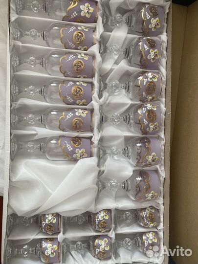 Бокалы богемское стекло с лепкой