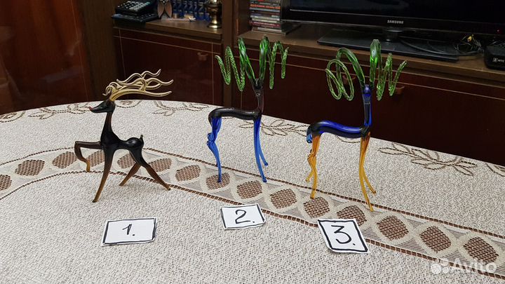 Фигурки из цветного стекла олень антилопа СССР