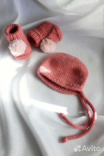 Пинетки шапочка меринос 62 р