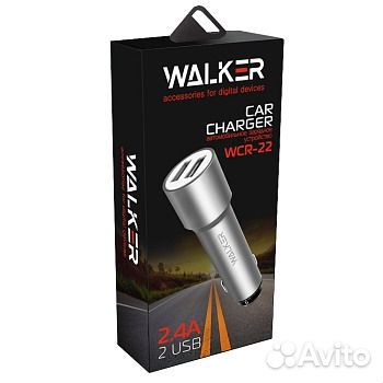 Азу walker 2в1, 2.4А, 12Вт, USBx2, блок (удлиненны