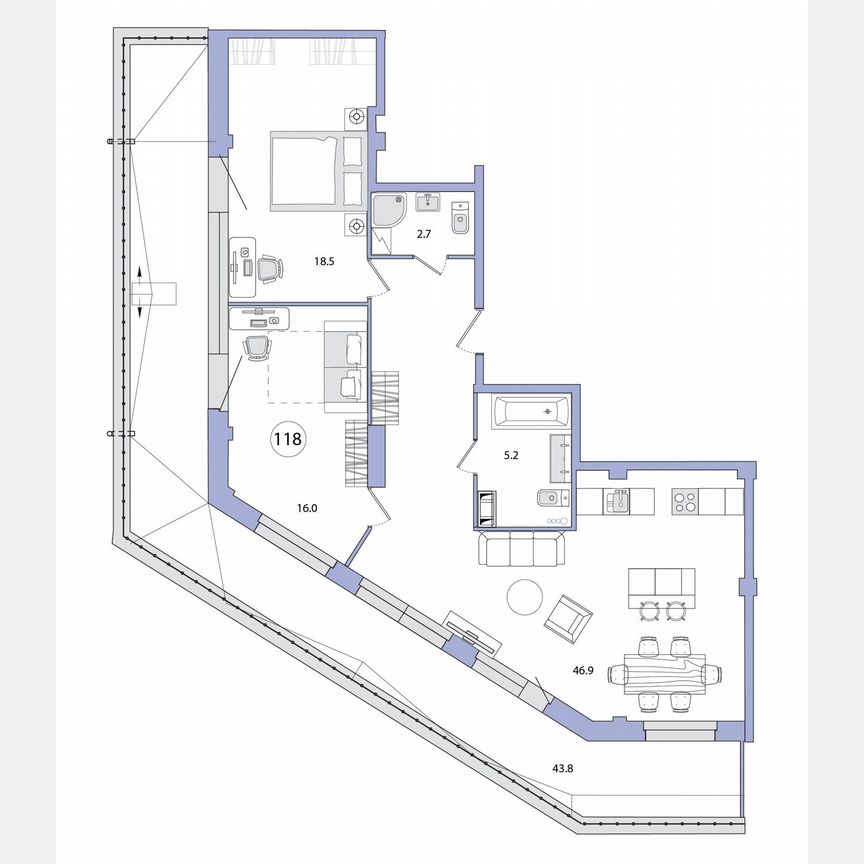 2-к. апартаменты, 100,8 м², 10/10 эт.