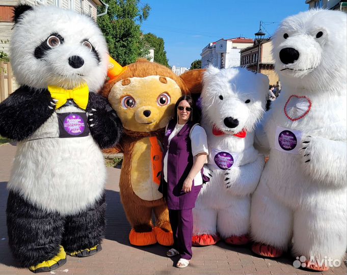 Гигантский Белый мишка.Панда.Чебура.Ростовые куклы
