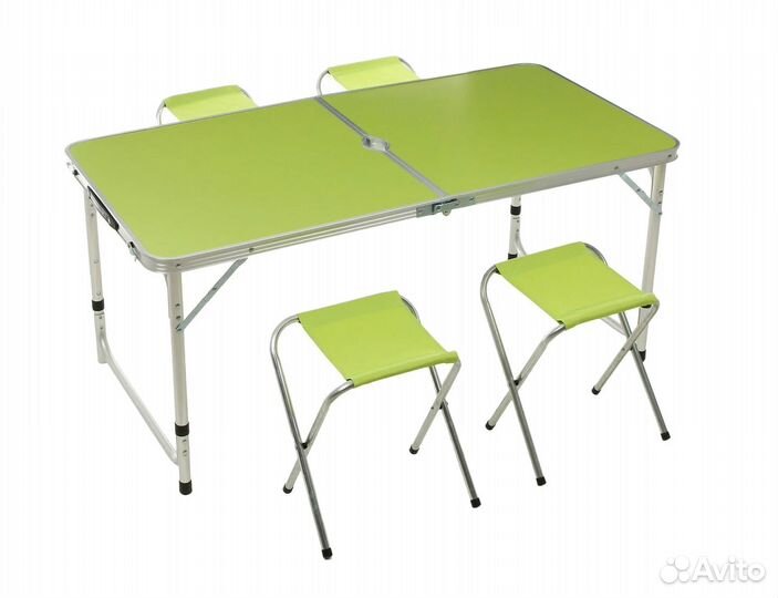Стол раскладной + 4 стула салатовый 120х60х70 см