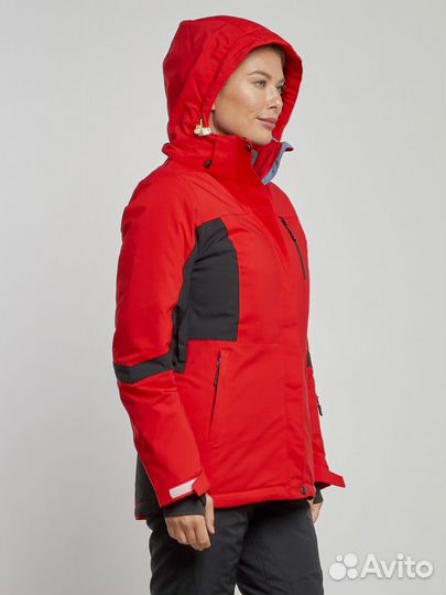 Горнолыжная куртка женская зимняя красного цвета 3