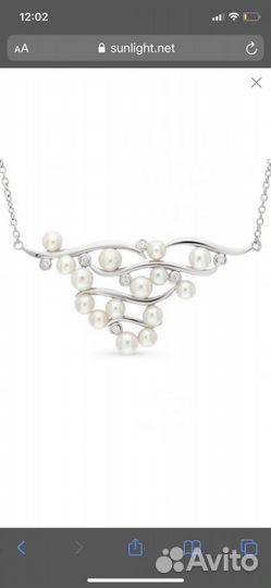 Серебряное Колье Sunlight с жемчугом
