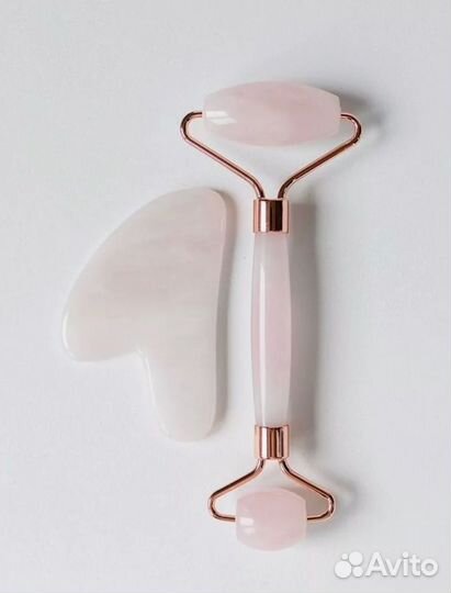 Набор массажер для лица роликовый и скребок гуаша