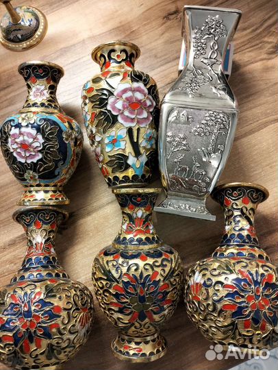 Ваза клуазоне, вышивка, яйцо, пиалы