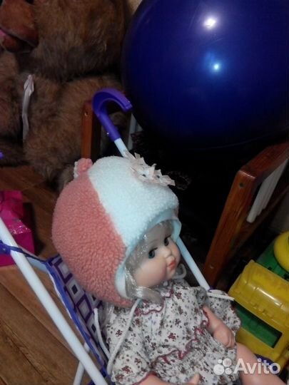 Зимняя шапочка для девочки на 4-6 месяцев