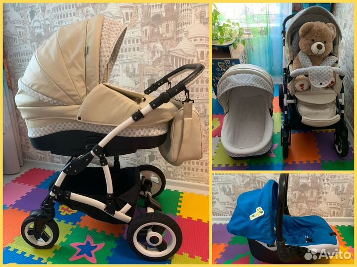 Коляска 2в1 S Indigo Mathis (эко-кожа) +автолюлька