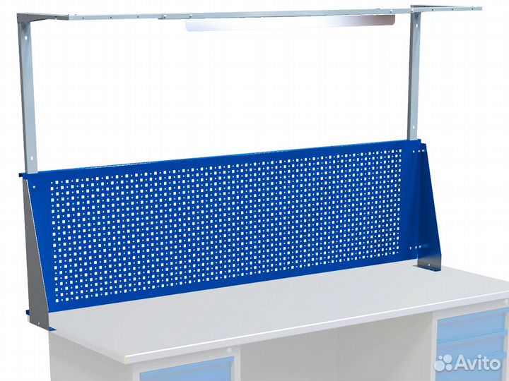 Верстак 1800 мм 2 тумбы дверца 7 ящиков экран свет