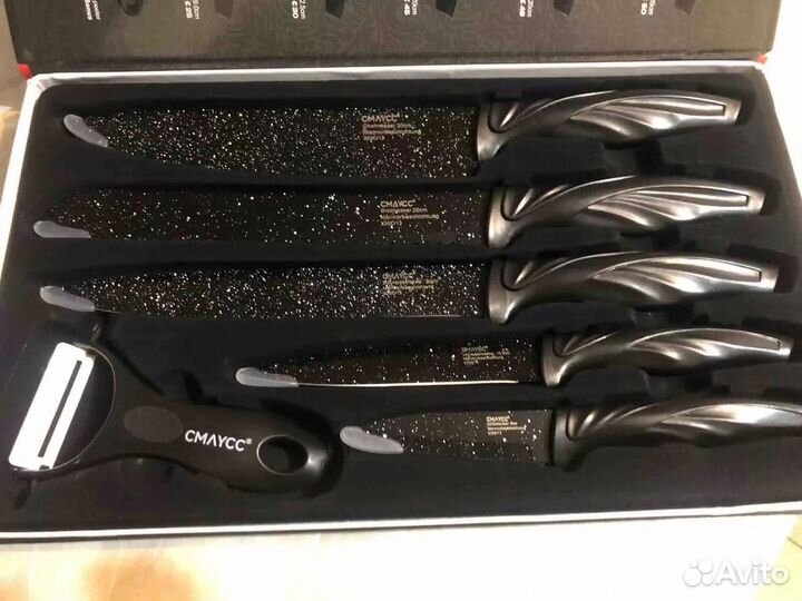 Набор ножей цвет гранит + овощечистка 6 предметов