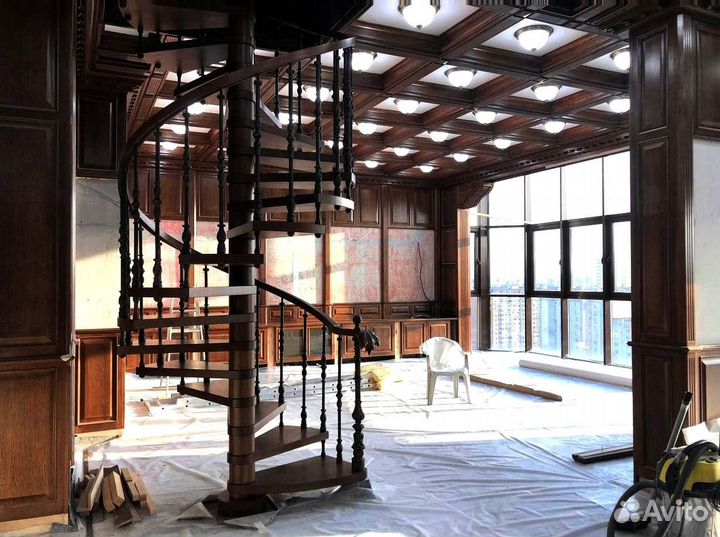 Деревянный потолок из массива дерева