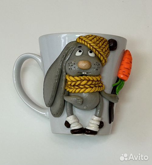 Кружка с декором из полимерной глины