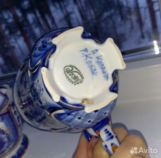 Чайный набор гжель с золотом