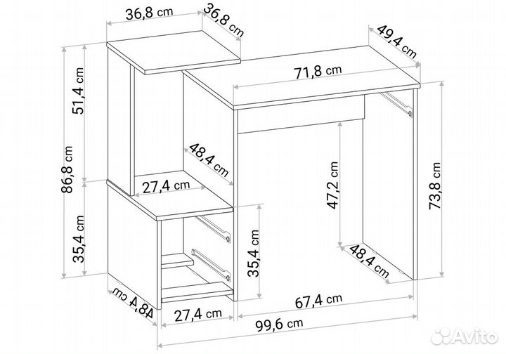 Компьютерный стол Джаз-24 99,6х49,4х86,4 правый венге