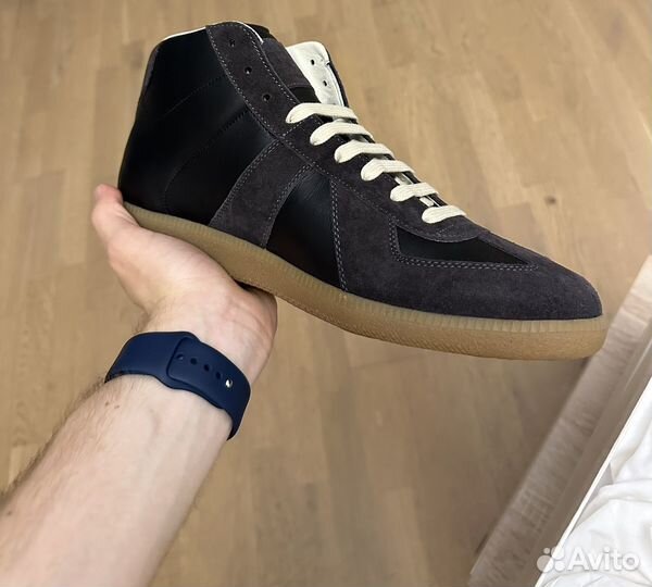 Кожаные кеды/ Maison Margiela Replica High Black