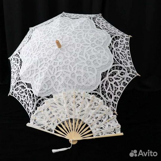 Зонт и веер в аренду на свадьбу или для фото