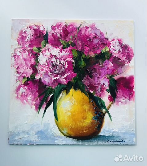 Картина маслом Пионы