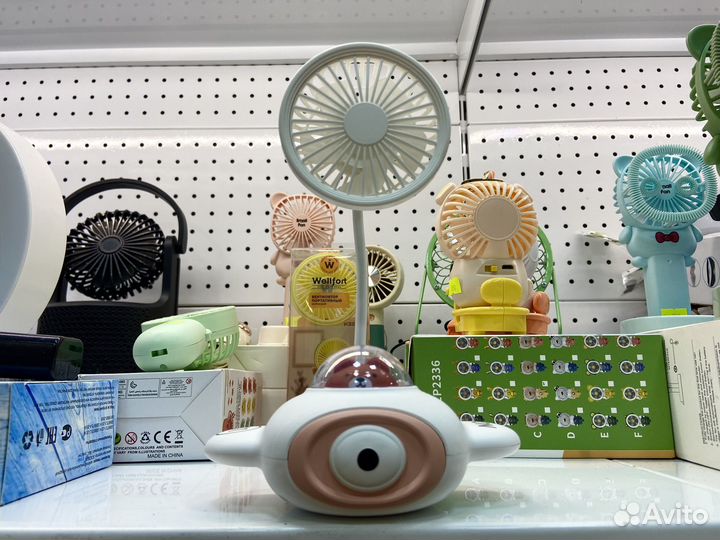 Вентилятор мишка лётчик детский 3в1 беспроводной