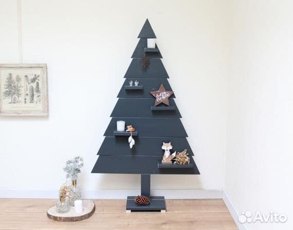 Лофт Деревянная ёлка - стеллаж (без покраски)