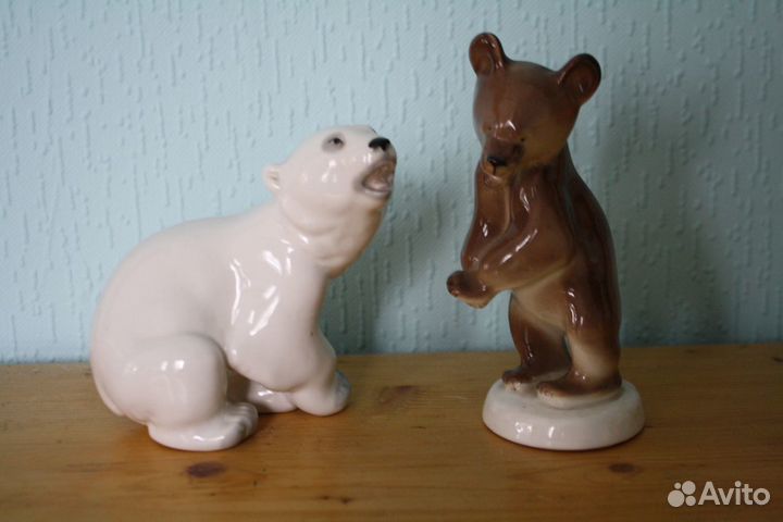Статуэтка лфз медведь белый бурый медвежонок