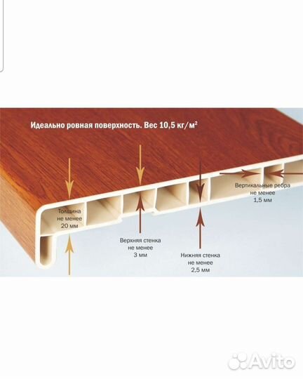 Подоконник Кристаллит Белый глянцевый